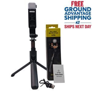 4 in 1 Portable LED Fill Light Selfie Stick Tripod Bluetooth Remote 3 Modes